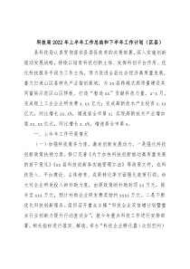 科技局2022年上半年工作总结和下半年工作计划（区县）