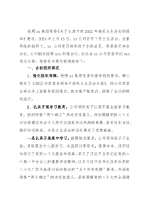 2022年度专题民主生活开展情况报告（央企）