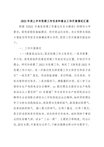2022年局上半年党建工作任务和重点工作开展情况汇报