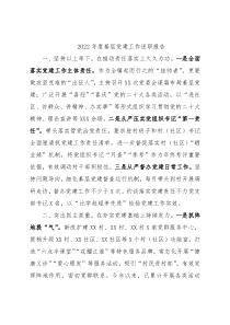 2022年度基层党建工作述职报告