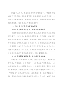 镇2022年上半年经济社会发展情况汇报