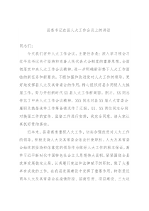 县委书记在县人大工作会议上的讲话