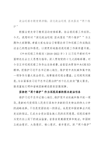 政治巡察专题党课讲稿：深化政治巡视 坚决落实“两个维护”