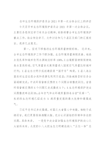 在市生态环境保护委员会2021年第一次全体会议上的讲话