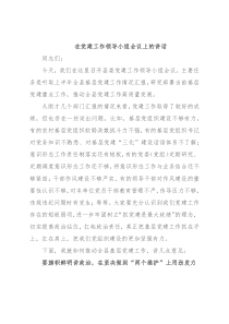 在党建工作领导小组会议上的讲话