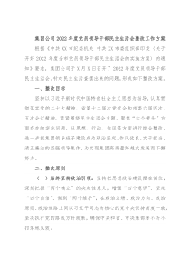 集团公司2022年度党员领导干部民主生活会整改工作方案