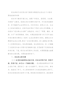 党支部班子成员党史学习教育专题组织生活会五个方面对照检查剖析材料