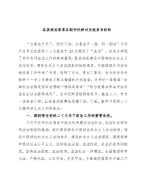 县委政法委常务副书记研讨交流发言材料