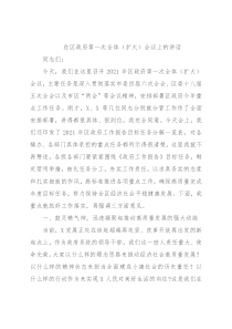 在区政府第一次全体（扩大）会议上的讲话