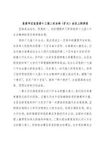 县委书记在县委十三届二次全体（扩大）会议上的讲话