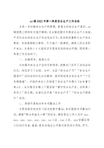 xx镇2022年第二季度安全生产工作总结