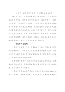 企业党支部领导班子成员个人对照检查发言材料