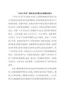 “乡村少年宫”建设存在问题与对策建议探讨