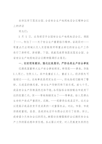 在传达学习落实全国、全省安全生产电视电话会议精神会议上的讲话