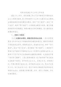 村党支部2022年上半年工作总结