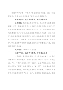 2022年度书记抓基层党建工作承诺书