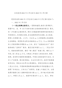 区民政局2022年工作总结及2023年工作打算