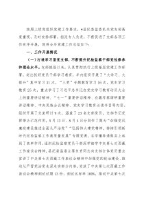 县纪委监委机关党支部工作完成情况汇报