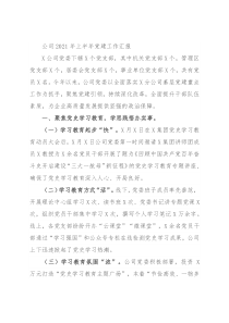 公司2021年上半年党建工作汇报