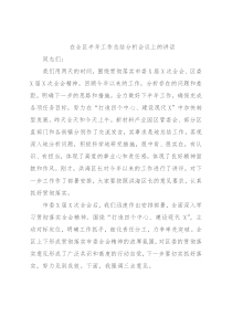在全区半年工作总结分析会议上的讲话