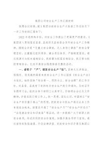 集团公司安全生产工作汇报材料