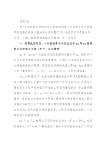 总经理在贯彻落实省安委会安全生产领域风险隐患大排查大整治集中行动部署视频会上的讲话
