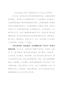 在全县2022年第二季度经济运行工作会议上的讲话