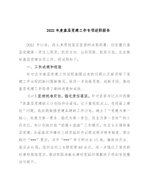 2022年度基层党建工作专项述职报告