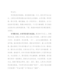 在加快推进项目建设工作会议上的讲话