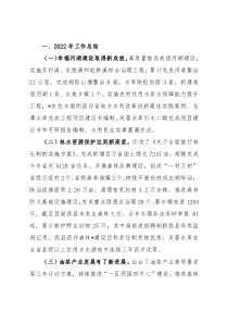 县林业水利局2022年工作总结和2023年工作思路