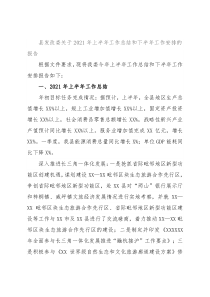 县发改委关于2021年上半年工作总结和下半年工作安排的报告