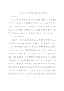 在市人才工作领导小组会议上的讲话