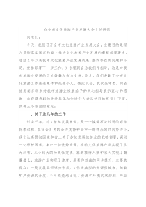 在全市文化旅游产业发展大会上的讲话