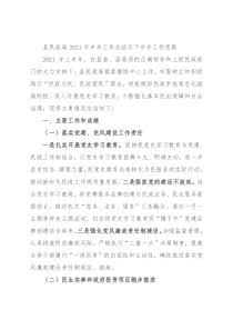 县民政局2021年半年工作总结及下半年工作思路