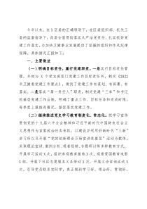 区卫健委党建工作汇报