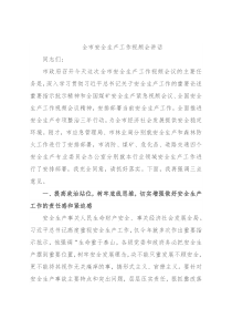 全市安全生产工作视频会讲话