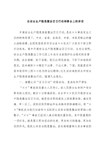 在安全生产隐患整治百日行动部署会上的讲话
