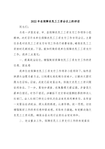 2022年在保障农民工工资会议上的讲话