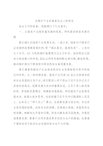 在煤矿产业发展座谈会上的讲话