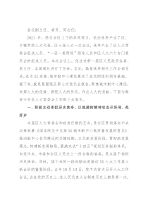 区人大常委会主任在2022年度第一次常委会上的讲话