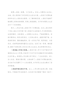 2021年民主生活会点评讲话