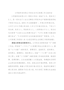 X网络科技有限公司党总支书记党建工作汇报发言