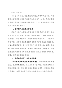 区文化广电新闻出版旅游局2021年工作述职报告