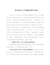 某市2022年人大代表建议办理工作总结