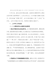 县农业农村局2022年上半年工作总结和下半年工作计划