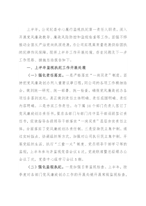 上半年公司纪委履行监视职责处境报告
