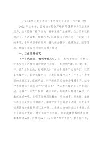 公司2022年度上半年工作总结及下半年工作打算