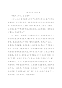 县安全生产工作汇报