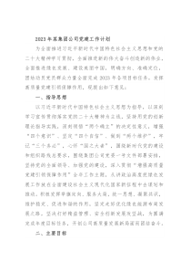 2023年某集团公司党建工作计划