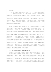 党委书记在公司纪律检查委员会成立大会上的讲话